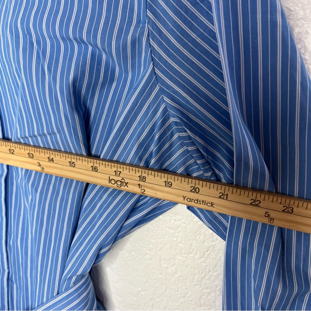 Nwt Free Assembly Cotton Dress Mini Bubble Hem Belted Long Sleeves Dress XL Blue - Picture 5 of 7